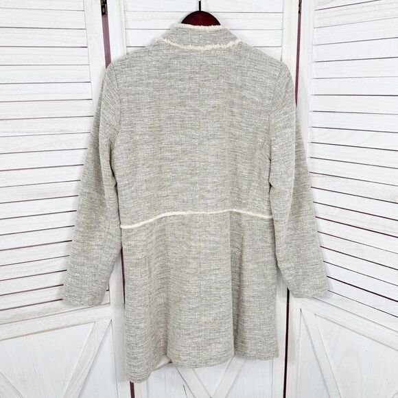 H&M Fringed Tweed Long Line Blazer Jacket Tan 10 - Picture 11 of 16